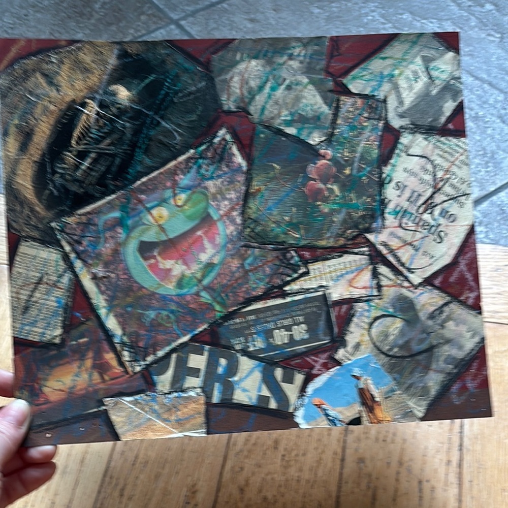 Mixed Media Art in Red and Black